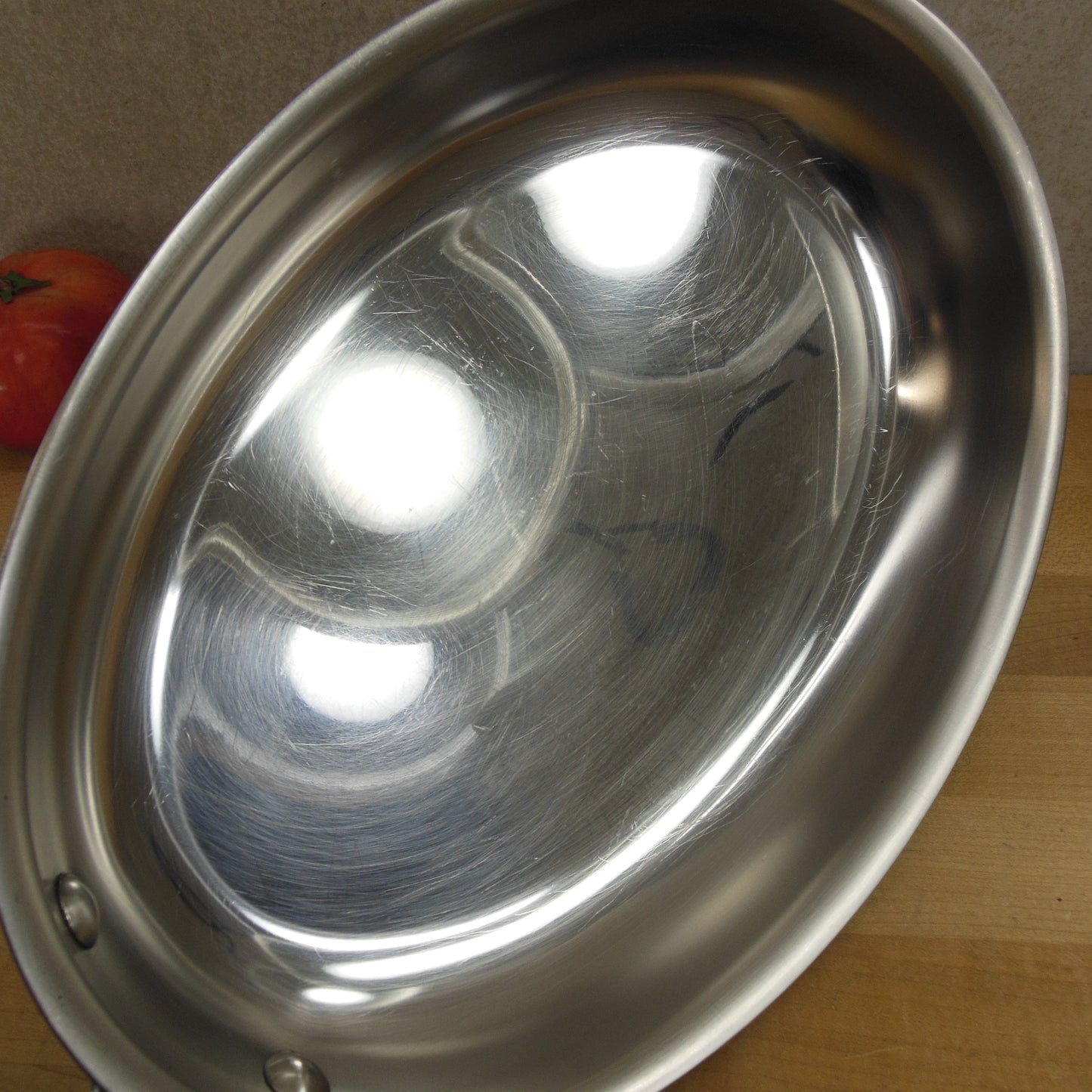 All-Clad Ltd. USA Anodized Stainless Oval Fish Omelet Fry Pan Skillet Interior