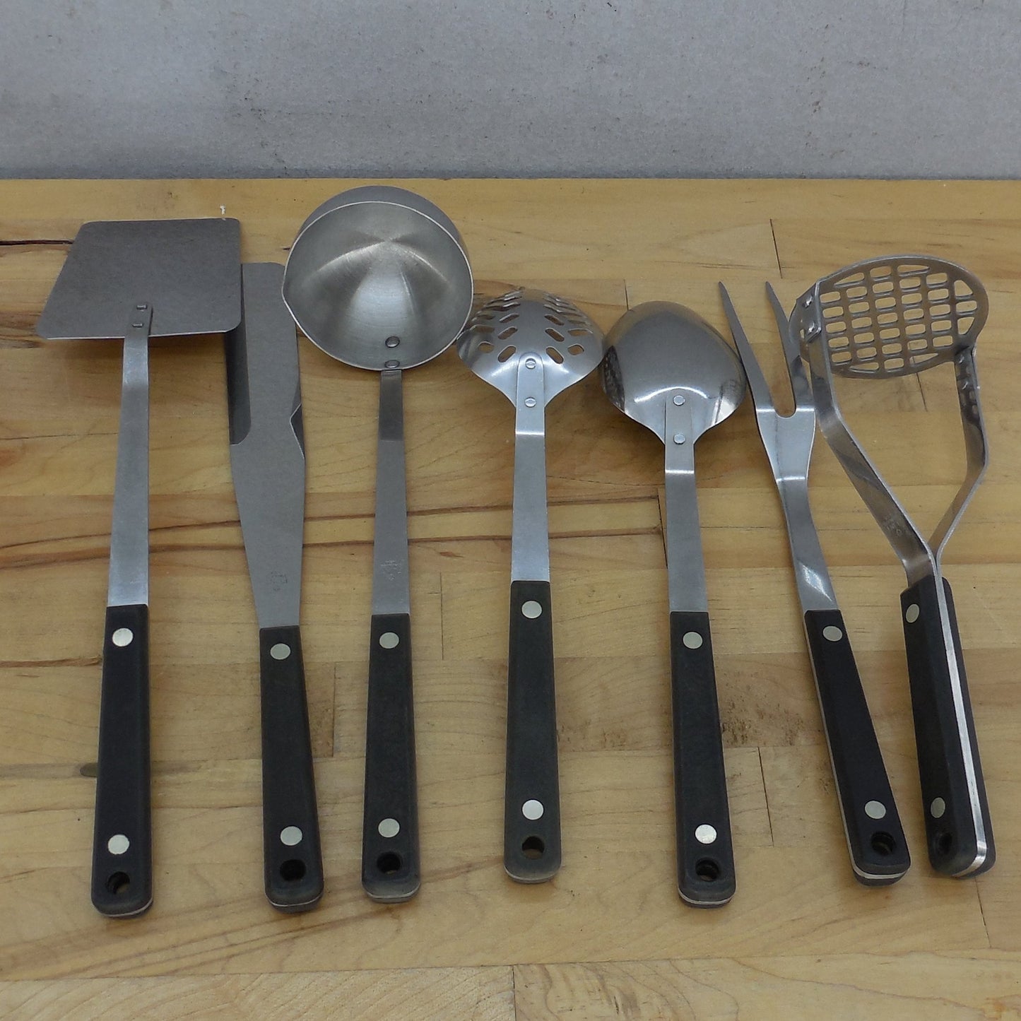 Flint Ekco Stainless Kitchen Utensil 7 Piece Set 1900 Series Black Bakers Knife