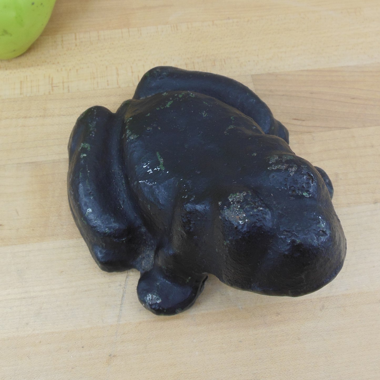 Black Cast Iron Frog Doorstop Garden Sculpture 5.75 lbs. 5.5" Vintage
