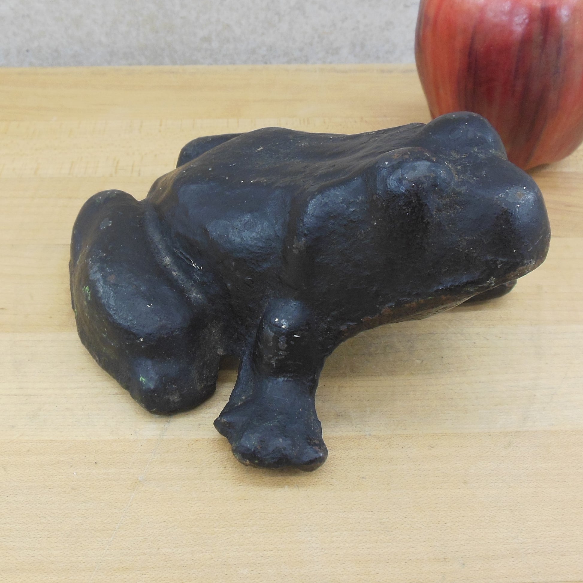 Black Cast Iron Frog Doorstop Garden Sculpture 5.75 lbs. 5.5"