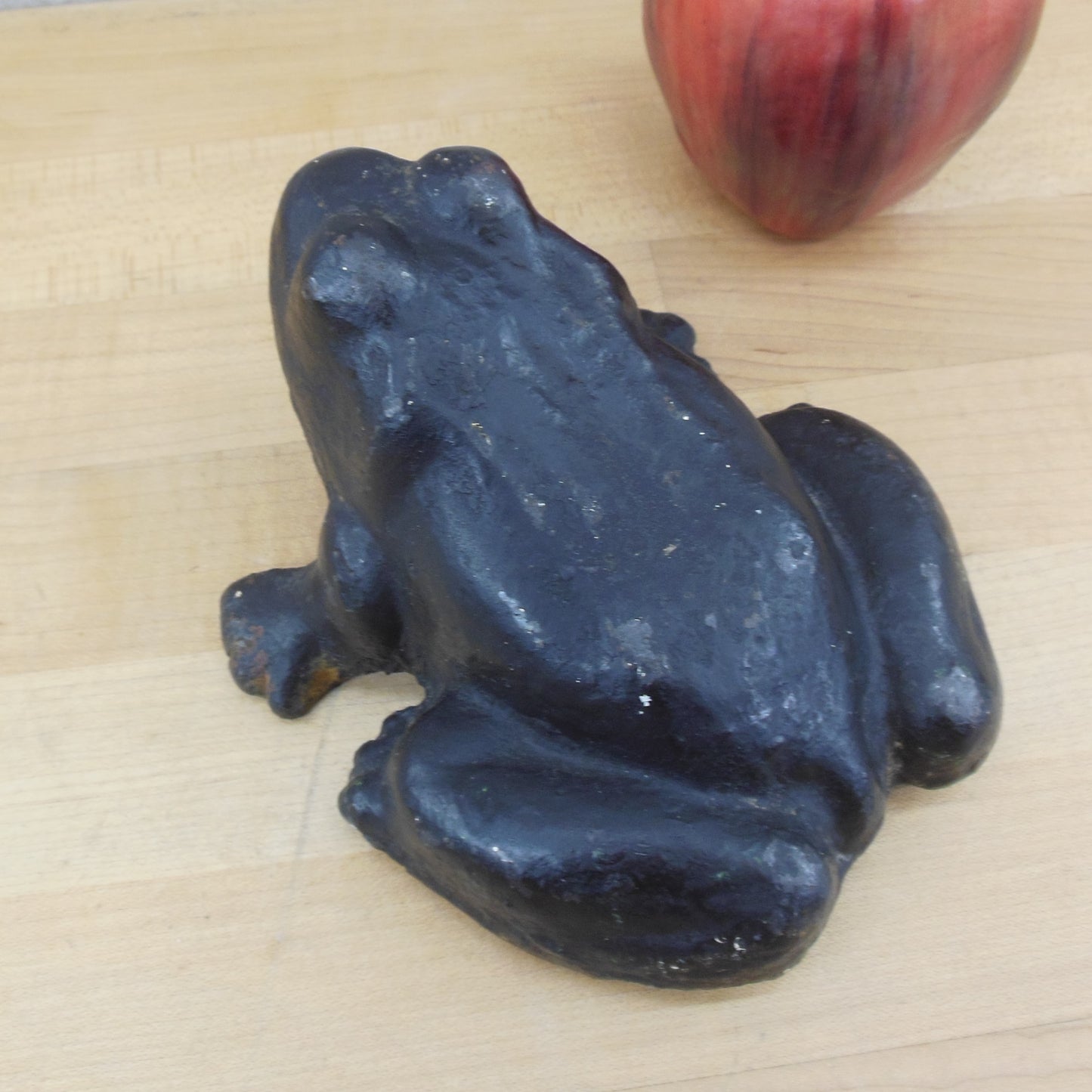 Black Cast Iron Frog Doorstop Garden Sculpture 5.75 lbs. 5.5" Vintage