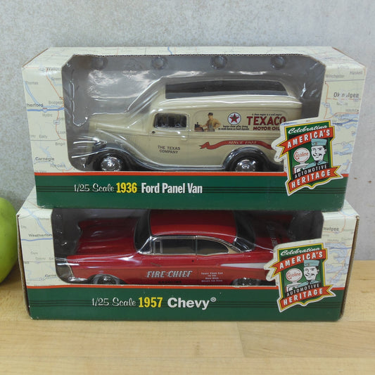 Ertl Pair Texaco Die Cast Vehicles - 1936 Ford Panel Van & 1957 Chevy