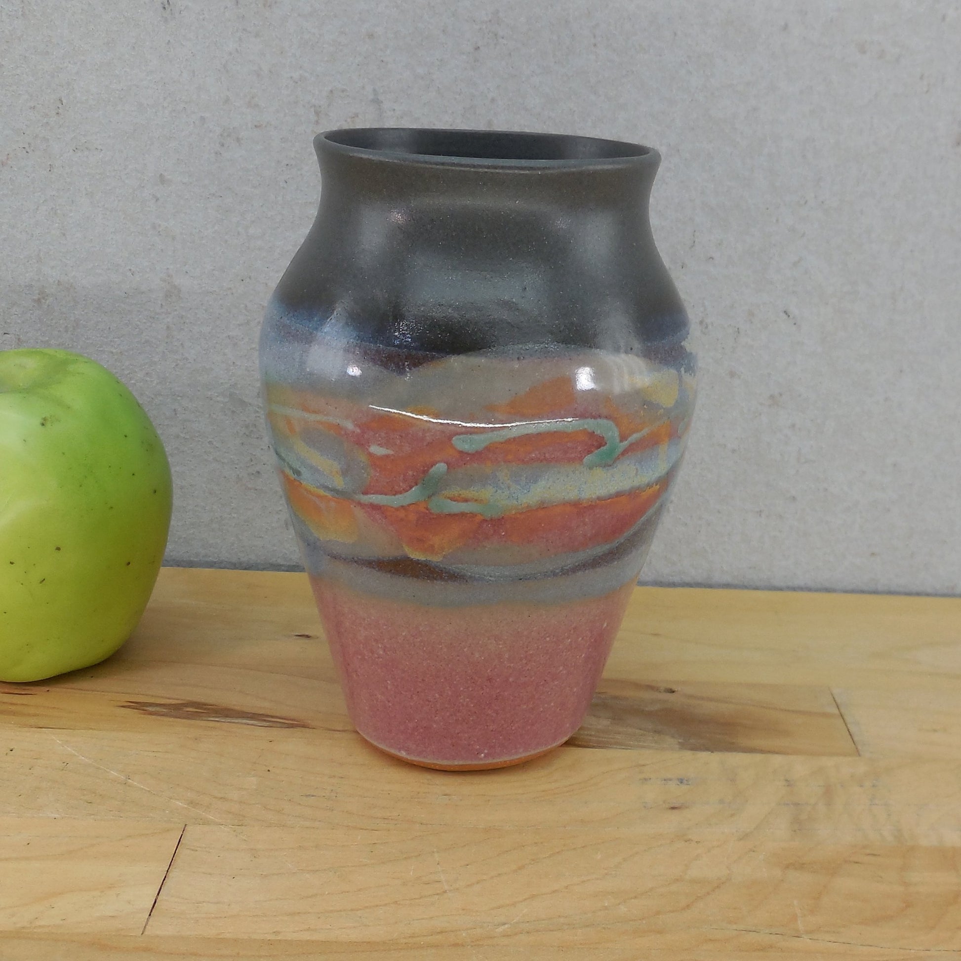 Frank DiGangi Studio Art Pottery Vase 5.75" Red Blue