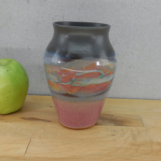 Frank DiGangi Studio Art Pottery Vase 5.75" Red Blue