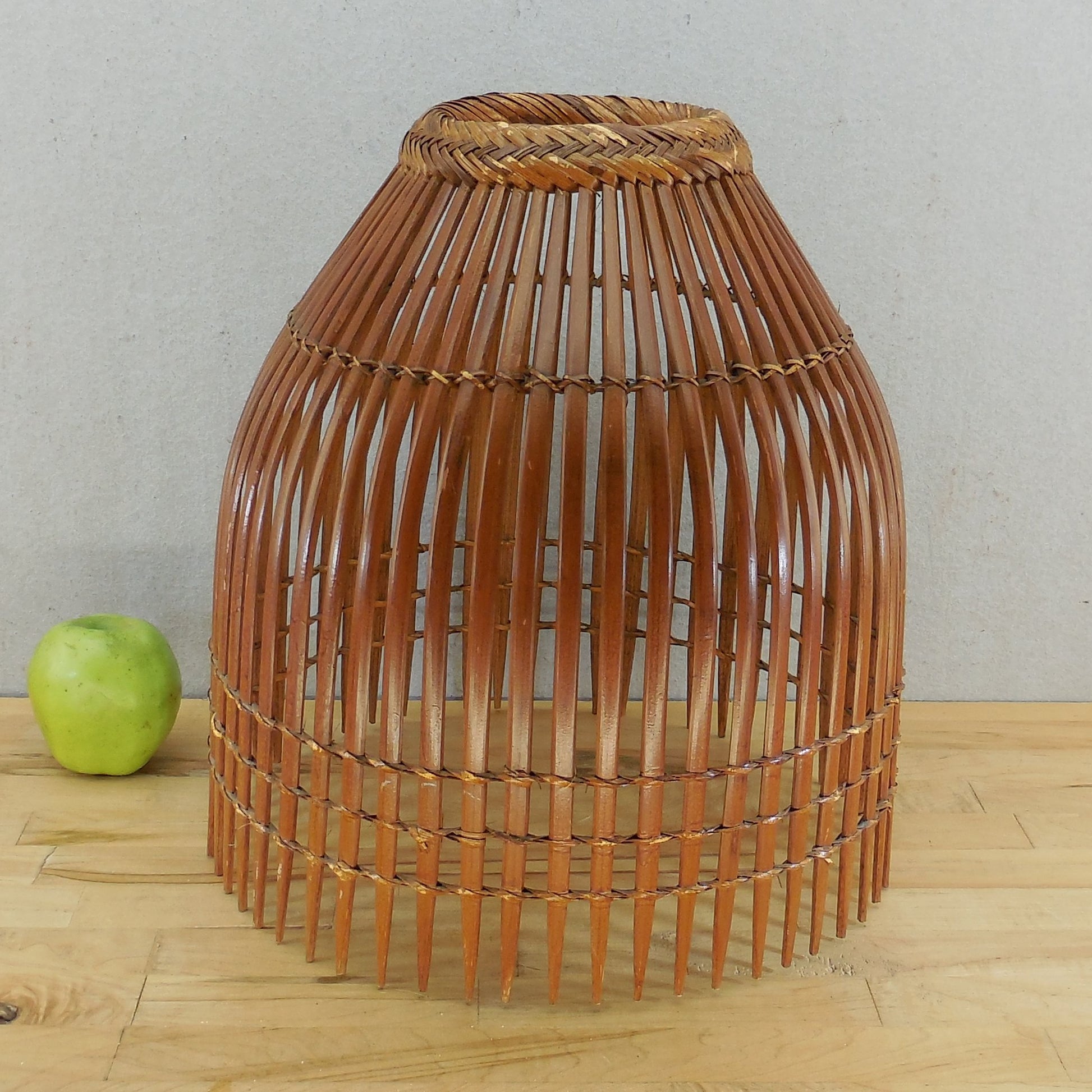 Mid Century Bamboo Fish Basket Light Lamp Shade 14.25"