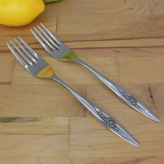 Oneida Oneidacraft Lasting Rose Stainless Flatware - 2 Dinner Forks