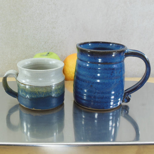 Marge & Flaherty Signed Studio Pottery Mugs Blue