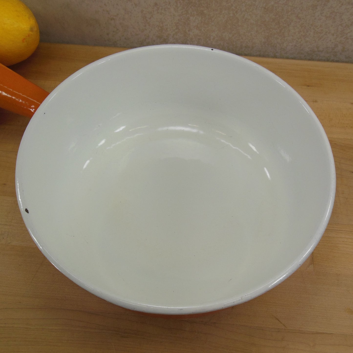 Cousances Le Creuset #20 Flame Cast Iron Fondue Pot Saucepan Orange White Vintage