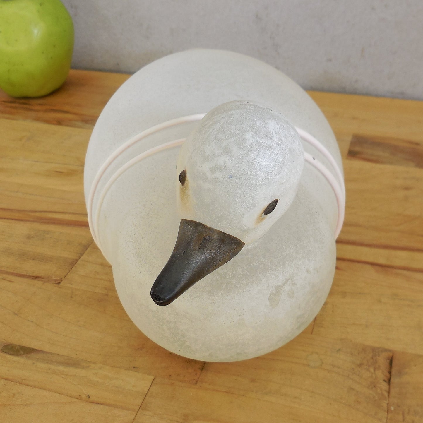 Franco Moretti Murano Signed 10" Art Glass Duck Scavo White Pink