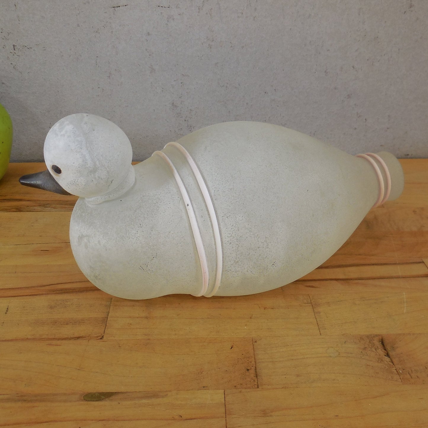 Franco Moretti Murano Signed 10" Art Glass Duck Scavo White Pink