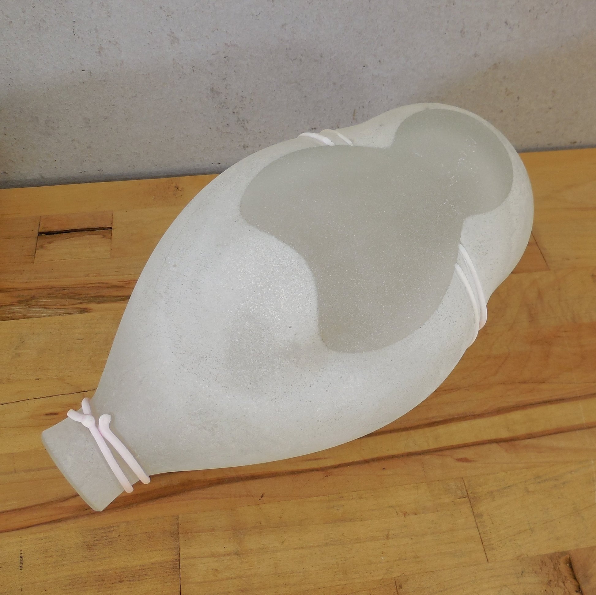 Franco Moretti Murano Signed 10" Art Glass Duck Scavo White Pink