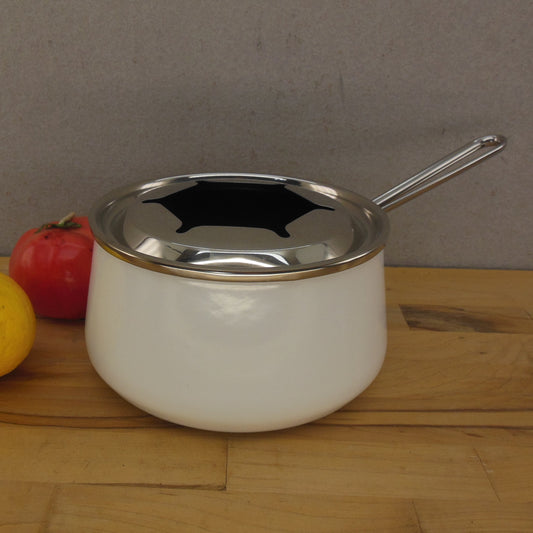 Chantal White Enamelware 1.5 Quart Fondue Pot Saucepan Unused
