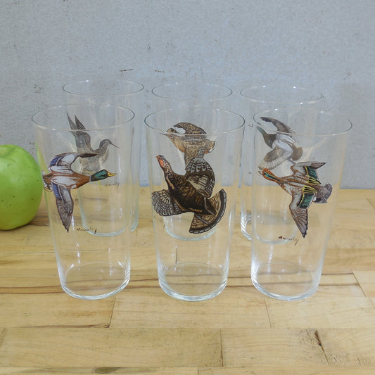 Abercrombie & Fitch Frank Vosmansky Bird Duck Wild Game 6 Set Highball Glasses