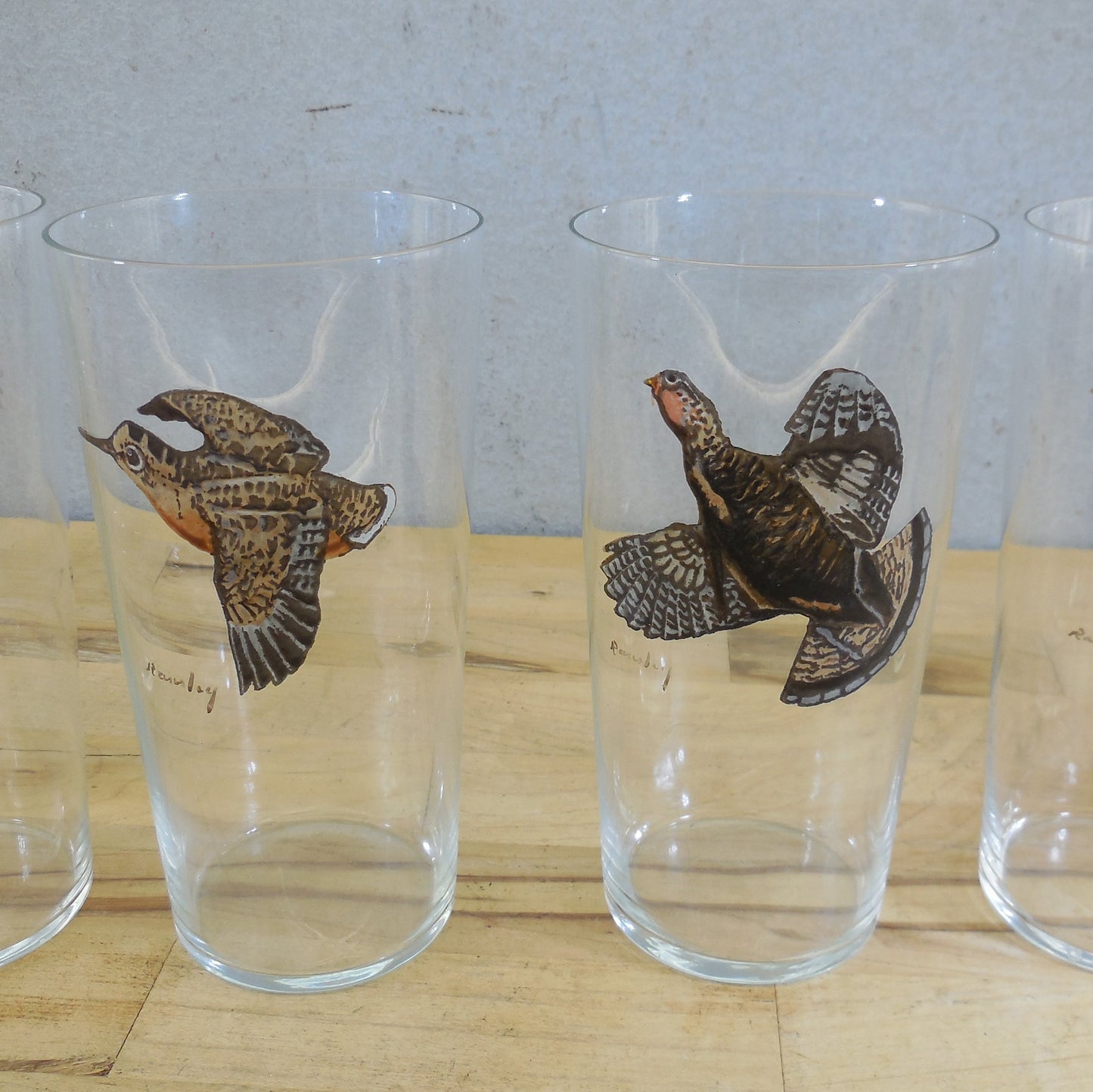 Abercrombie & Fitch Frank Vosmansky Bird Duck Wild Game 6 Set Highball Glasses Turkey