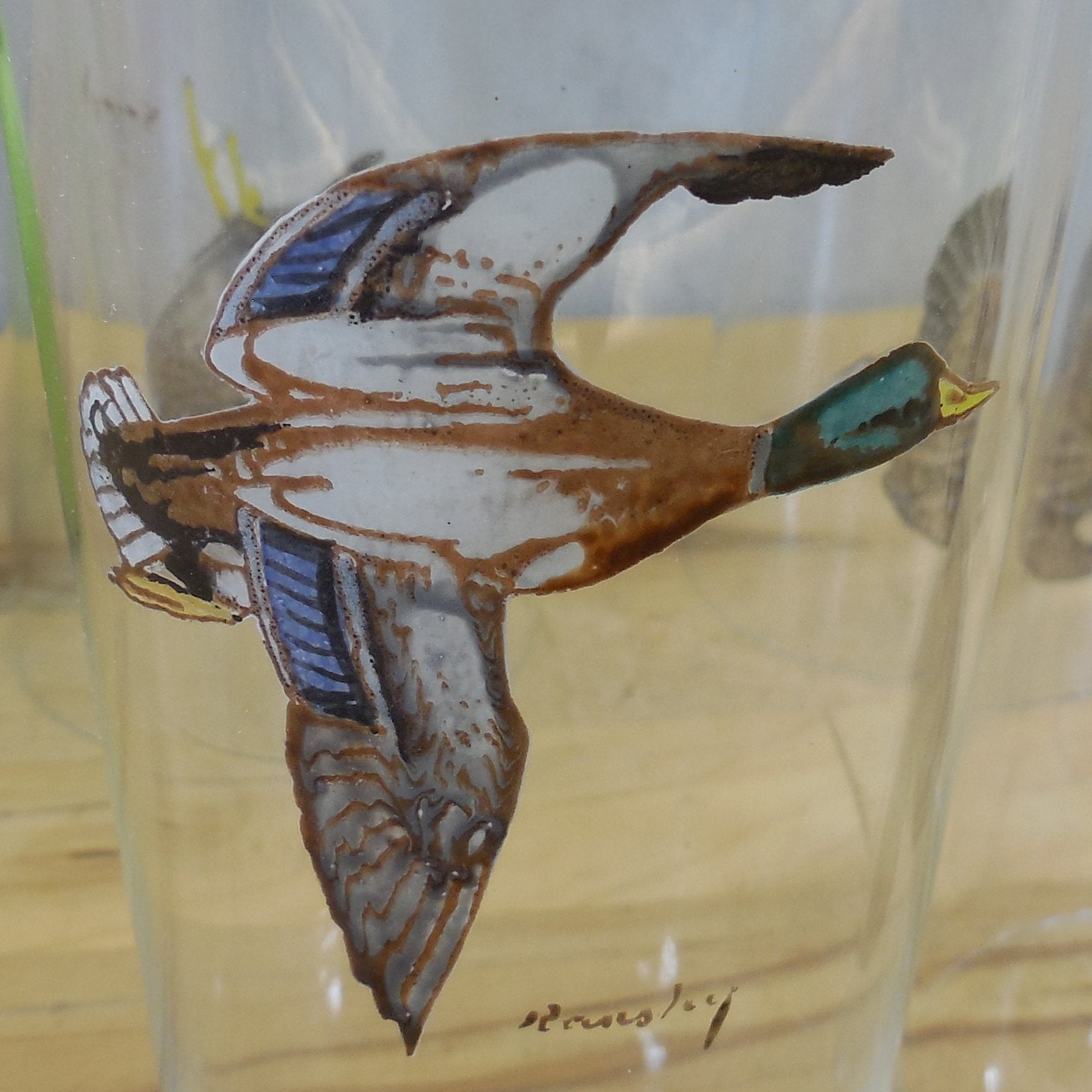 Abercrombie & Fitch Frank Vosmansky Bird Duck Wild Game 6 Set Highball Glasses Signed