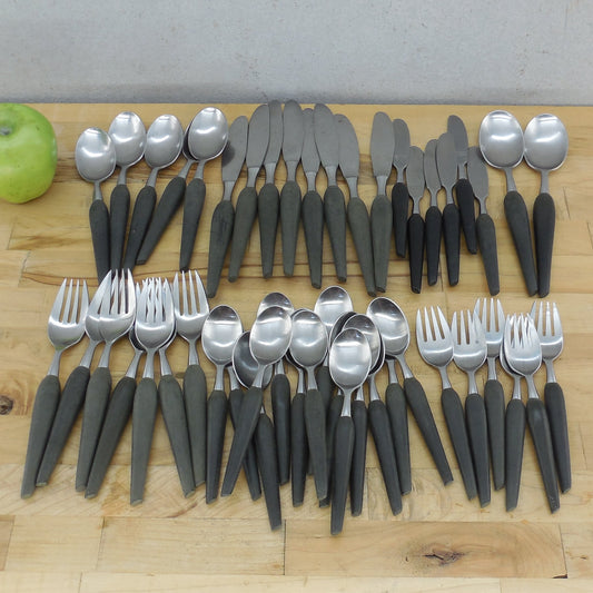 Grenadier Japan Forged Stainless Black Handle Flatware 48 Pc. Lot