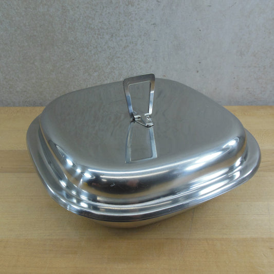 Gense Sweden 18-8 Stainless Lidded Square Dish Bowl Hinged Knob