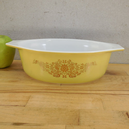 Pyrex Glass Golden Garland 1-1/2 Quart Casserole Dish 043 - No Lid