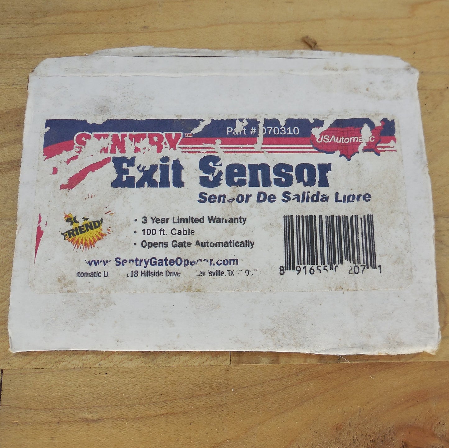Sentry Gate Exit Sensor Brass 070310 100' Cable NOS label