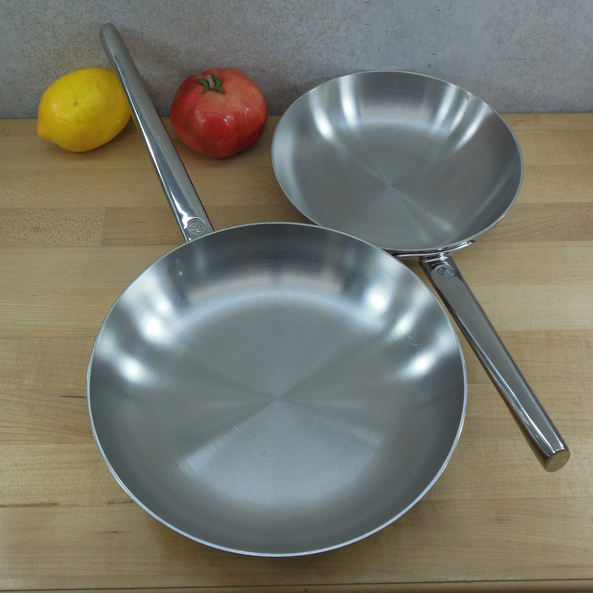 Giada de Laurentiis Pair Tri-Ply Stainless Fry Pan Skillets 8" 9.5" Used