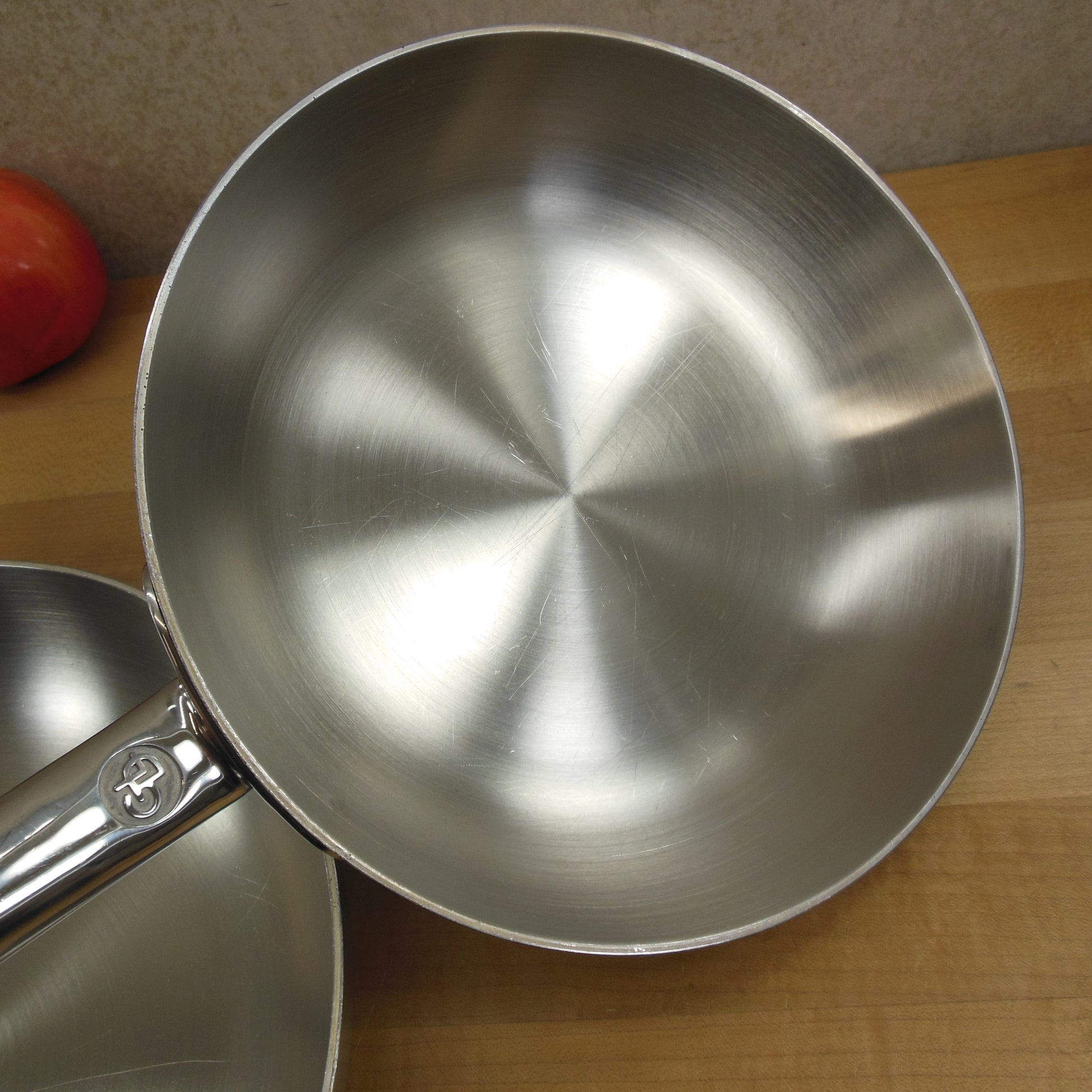 Giada de Laurentiis Pair Tri-Ply Stainless Fry Pan Skillets 8" 9.5" Interior