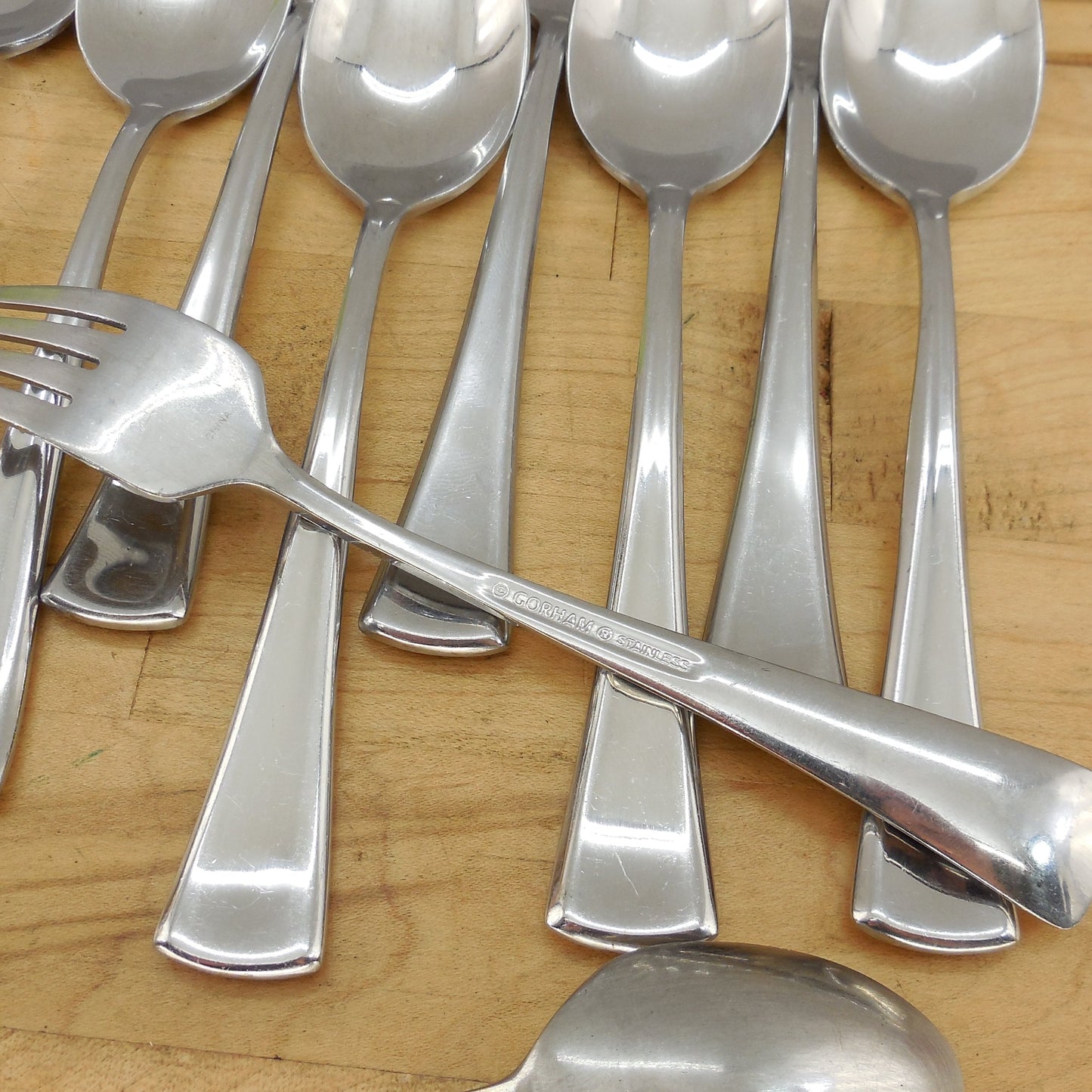 Gorham Stephanie Glossy Stainless Flatware 24 Lot Partial Set