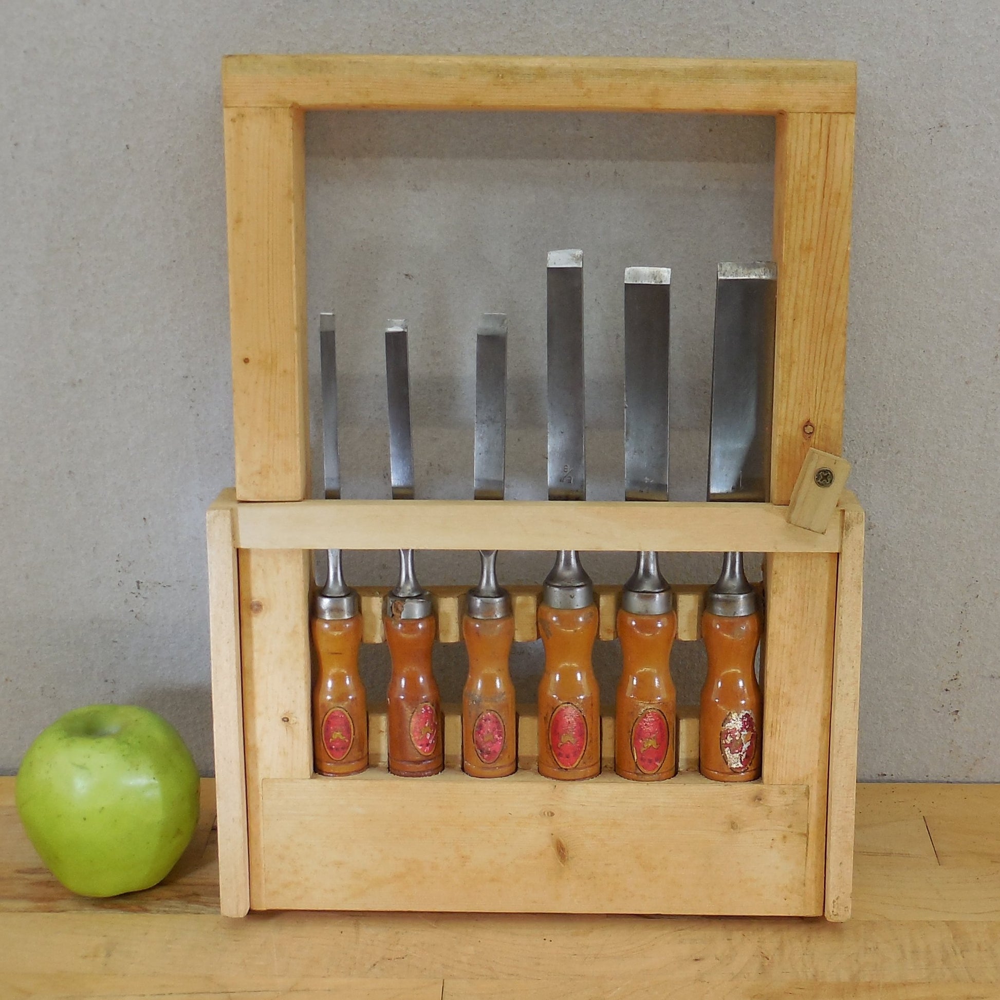 Golden Horse Brand China Wood Chisel 6 Set 1/4" to 1" Custom Rack