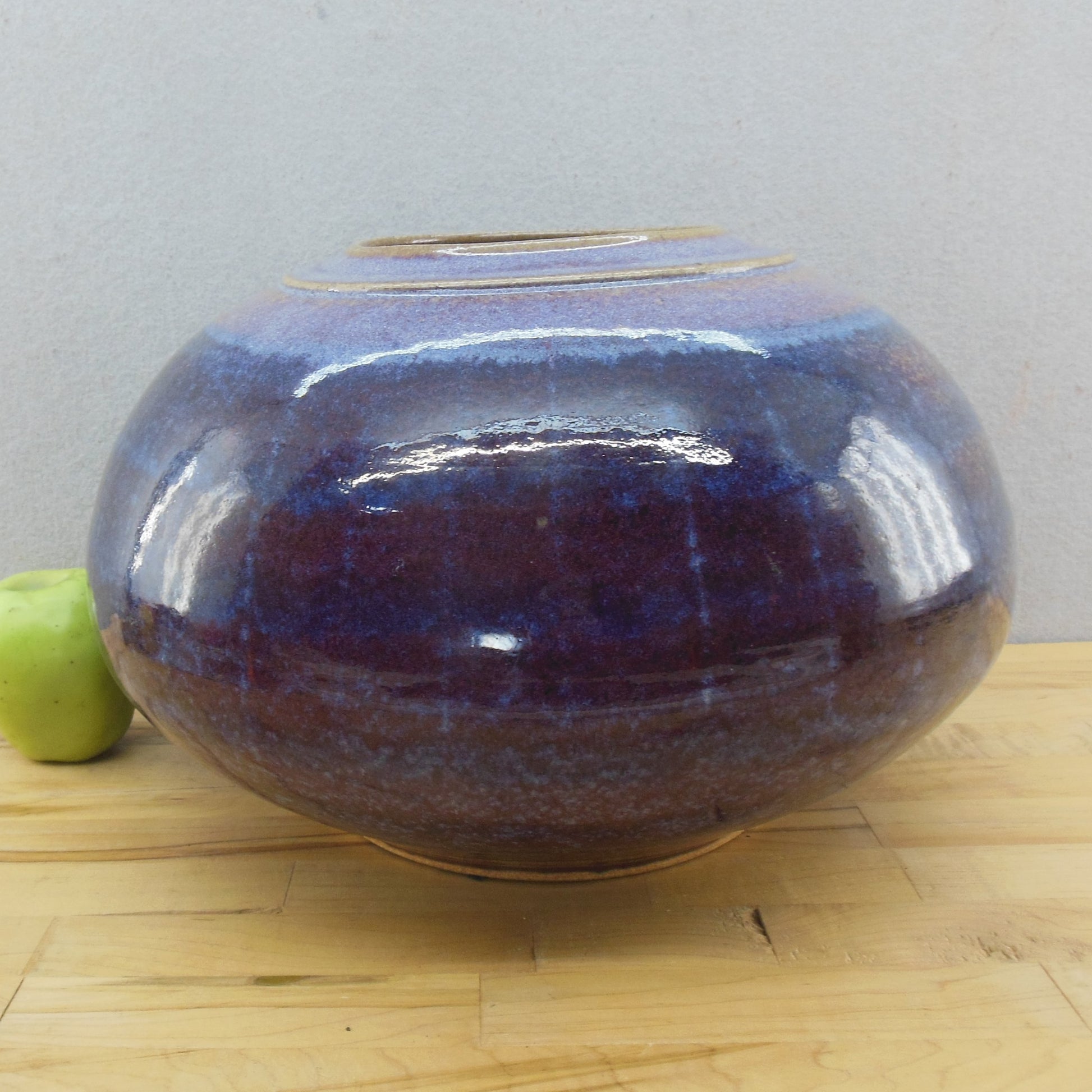 Geoffrey Healy? 2000 Signed Pottery Large Moon Jar Vase 8.5" 13" Vintage