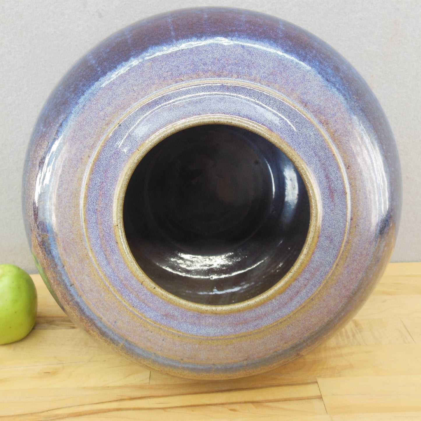 Geoffrey Healy? 2000 Signed Pottery Large Moon Jar Vase 8.5" 13" Mouth