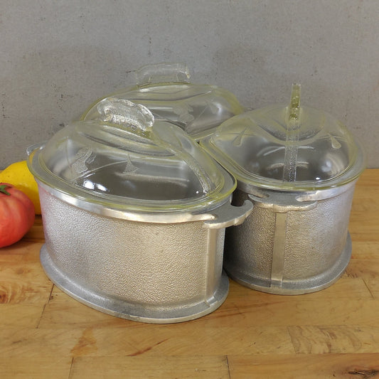 Guardian Service Ware Triangular Casserole Pan Pot 3 Set With Lids