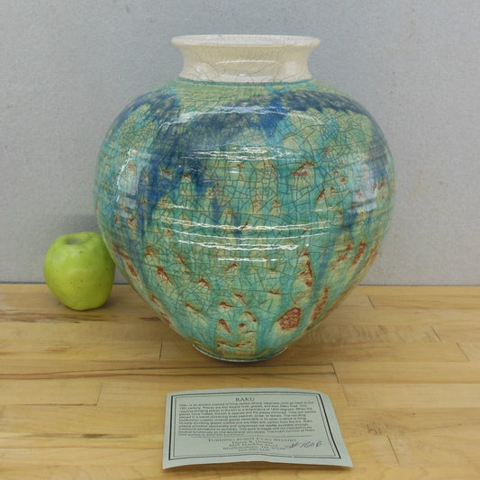 Harry Hearne Raku Pottery Vase Large 12" Turning Point Clay Studio TN