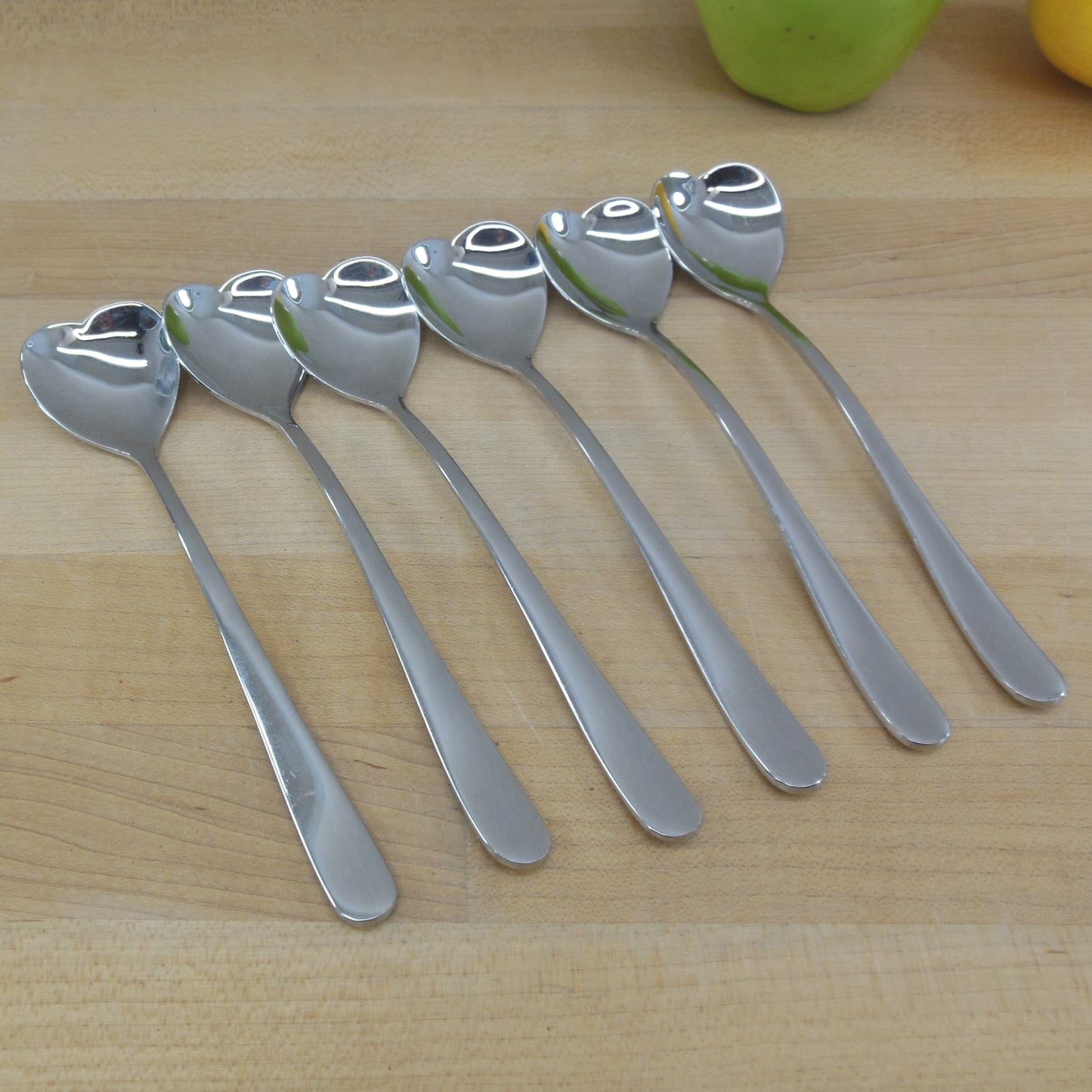 Alessi Italy Stainless Big Love Ice Cream Spoons 6.75" Heart Shaped - 6 Set