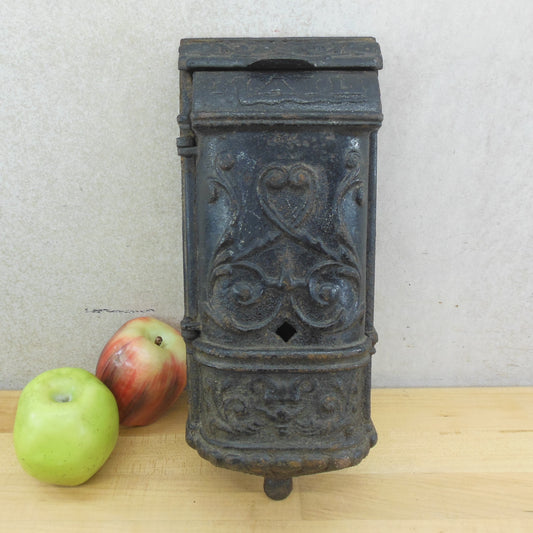 Henry C. Hart Detroit Antique Cast Iron Wall Mailbox Satyr Scrolls