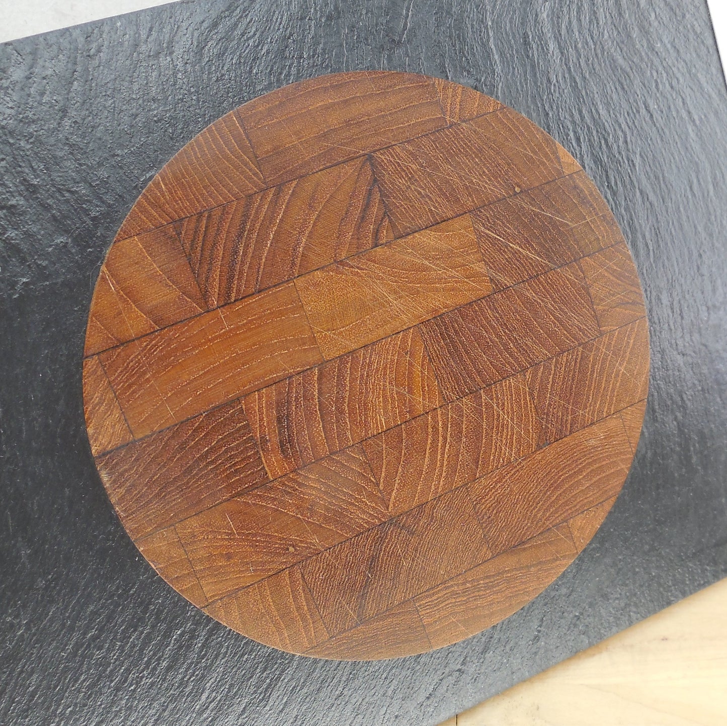 Harpswell House Maine USA Black Slate Walnut End Grain Cheese Board Used