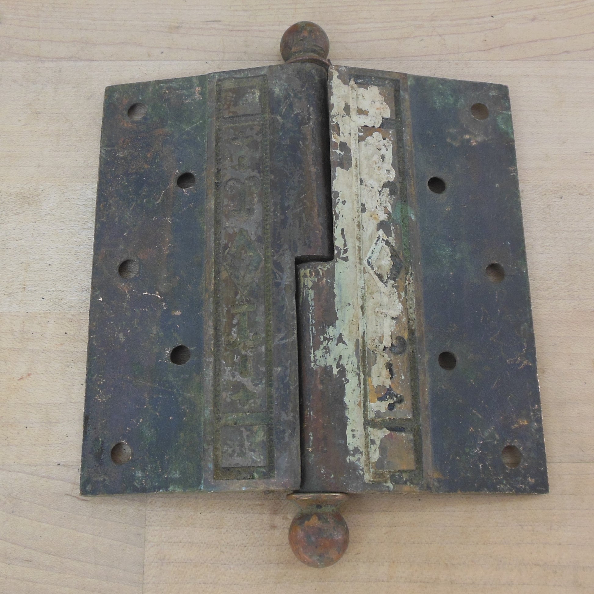 Antique Bronze/Brass Single Eastlake Victorian Door Hinge 5x5 Ball Cap Unrestored Salvage