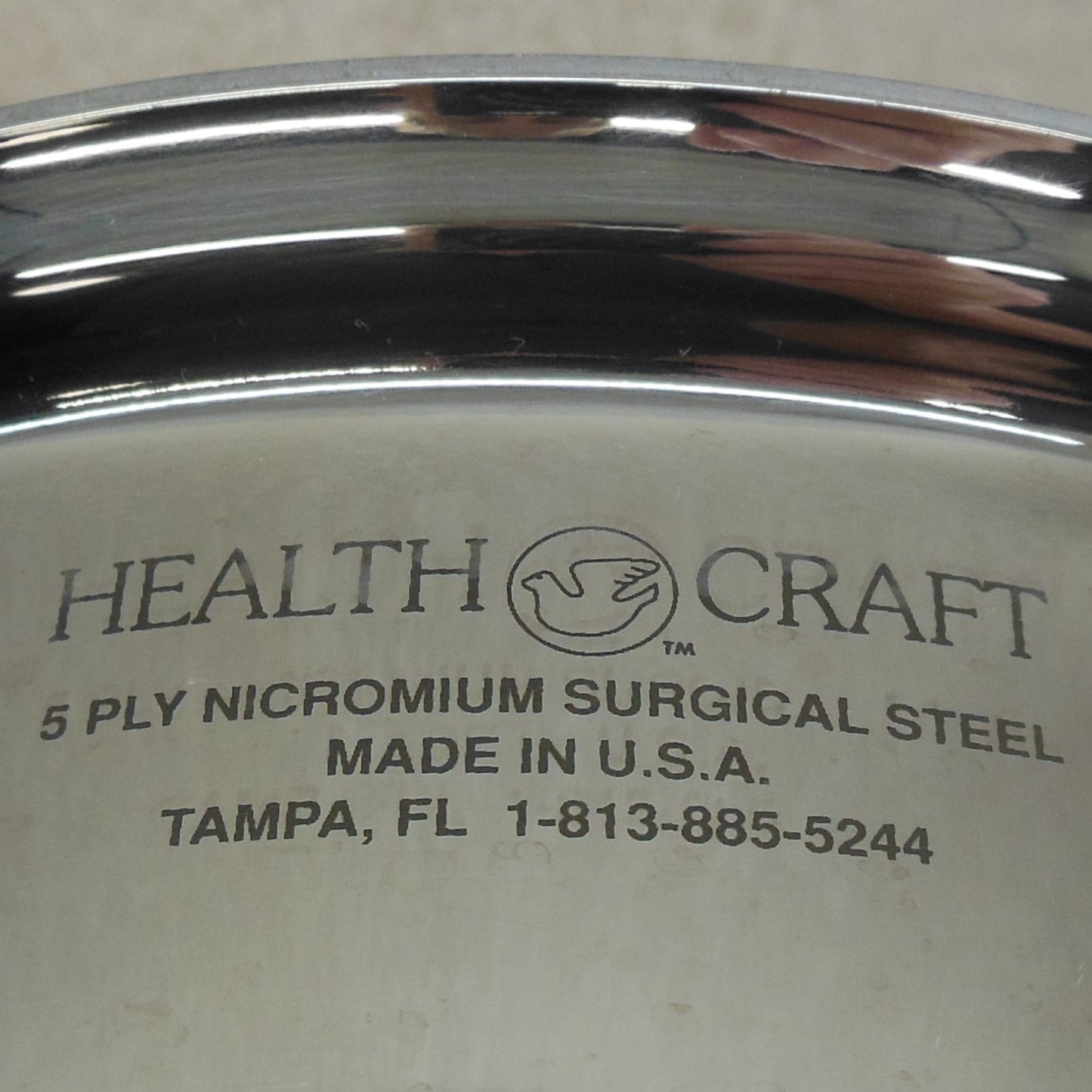 Health Craft USA 3 Quart Saucepan & Lid 5 Ply Nicromium Surgical Steel Maker Mark Logo