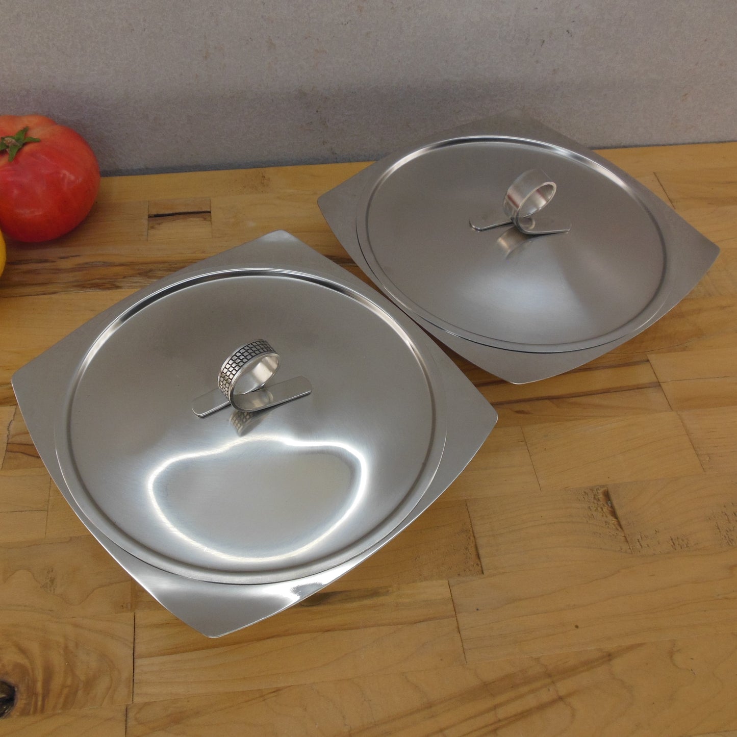 Dolphin & Haddon Hall Modernist Stainless Covered Serve Bowls Vintage