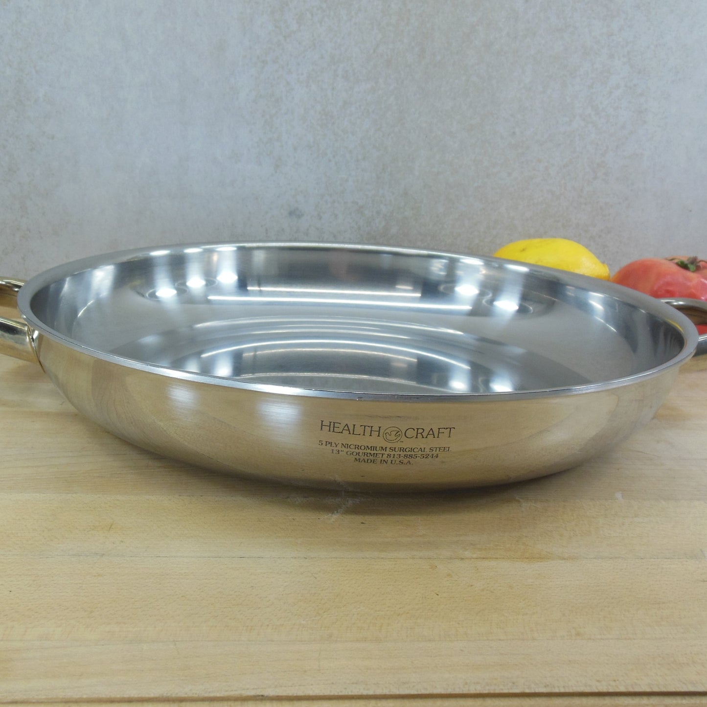 Health Craft USA 5 Ply Nicromium Surgical Steel 13" Gourmet Pan Vintage