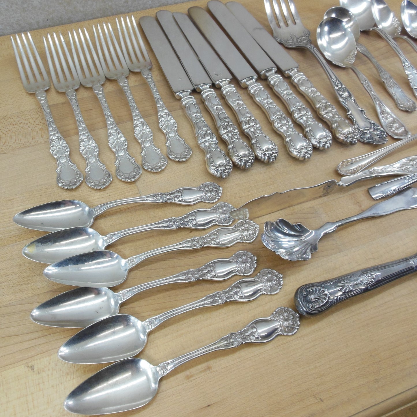 Mixed Lot Silverplate Flatware 27 Lot - Ornate Flowers & Other - Discounted Craft Vintage