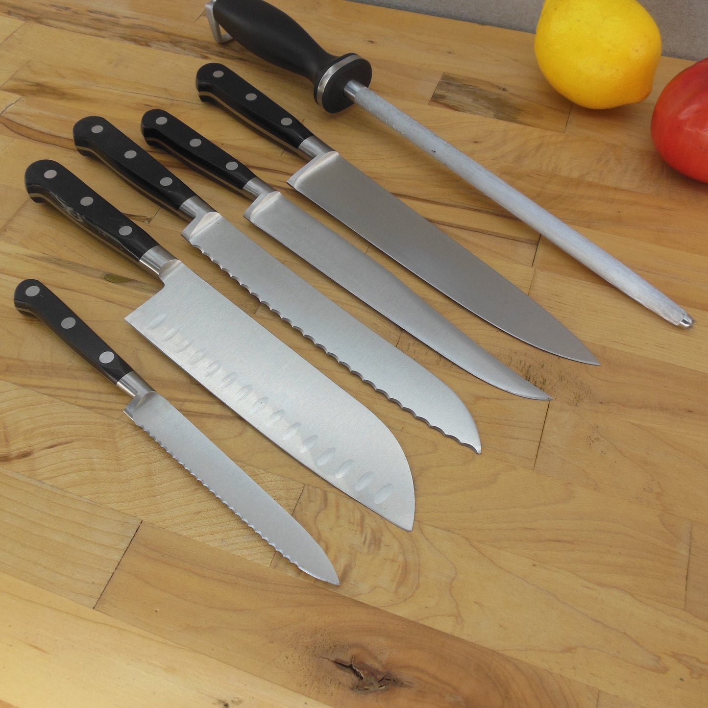 J.A. Henckels Spain 6 Set Stainless Kitchen Knives - Santoku Bread Utility Chef Slicing
