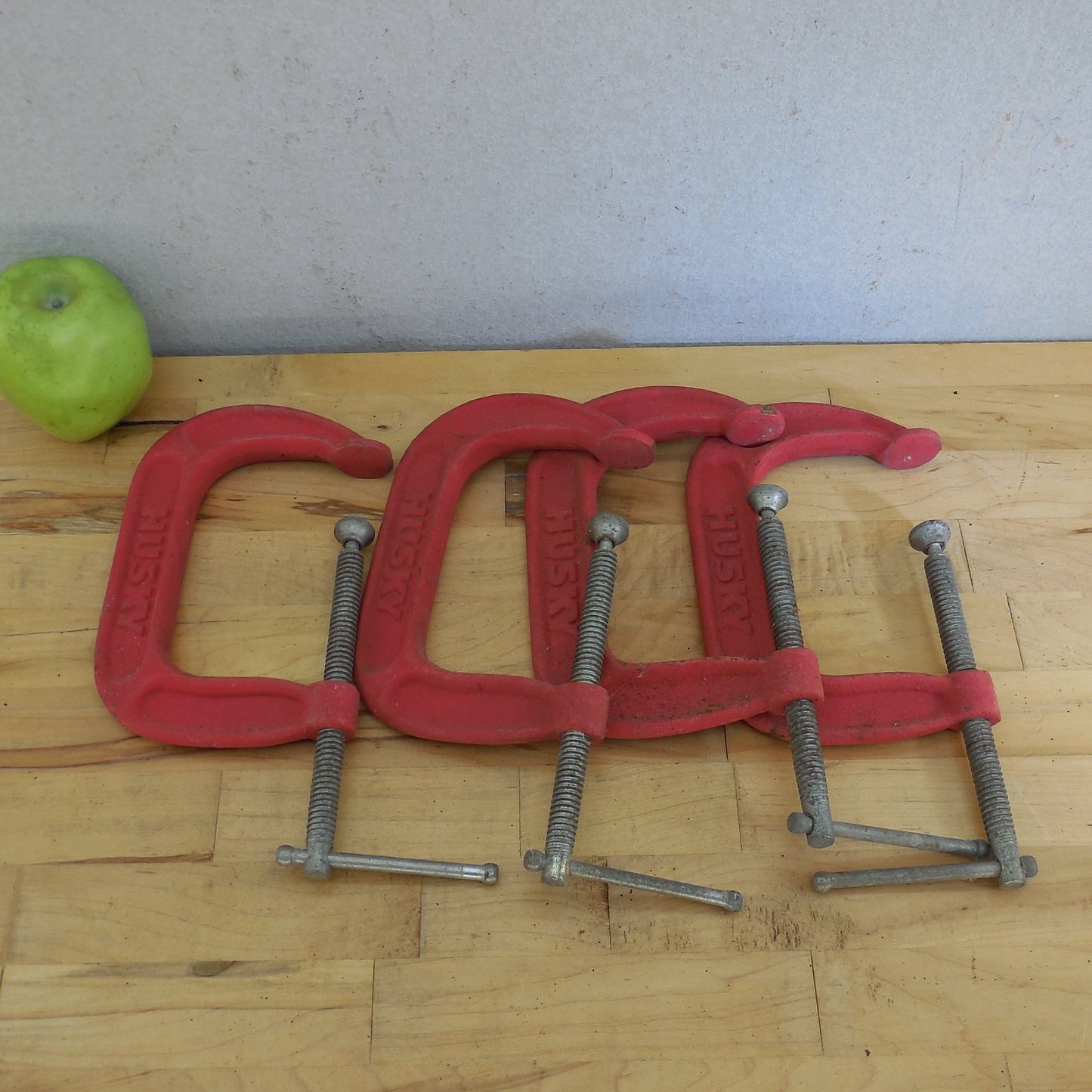 Husky 4 Lot Red C-clamps 4" Iron Steel