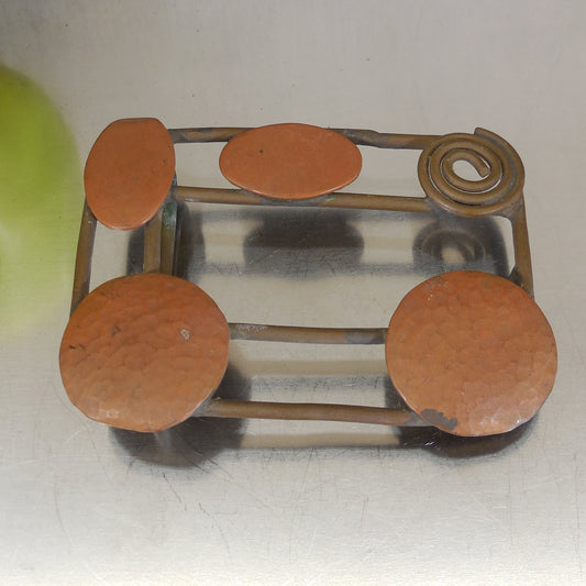 Unbranded Artisan 1970's Hippie Belt Buckle Abstract Brass & Copper Abstract