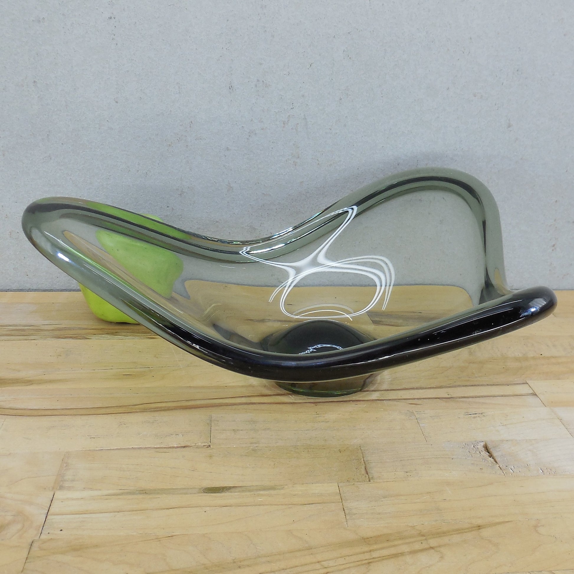 Holmegaard Denmark Per Lutken Design Fionia Bowl Smoke Gray Glass 13" Triangular