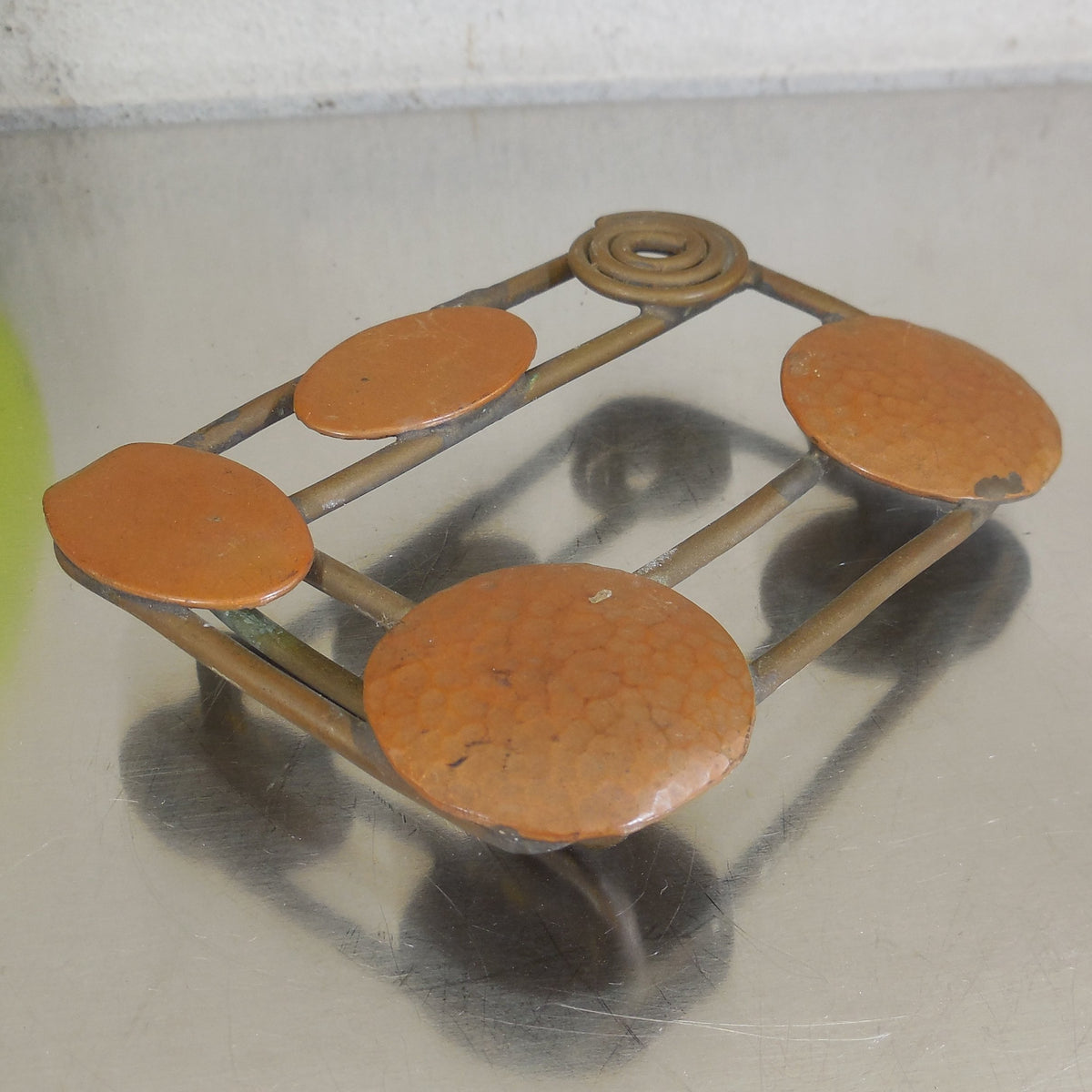 Unbranded Artisan 1970's Hippie Belt Buckle Abstract Brass & Copper Abstract