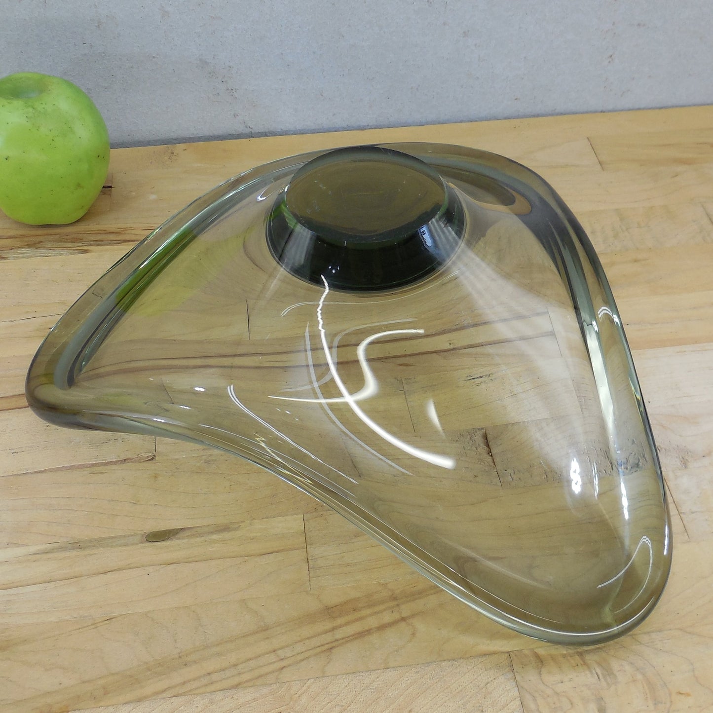 Holmegaard Denmark Per Lutken Design Fionia Bowl Smoke Gray Glass 13" Free Form
