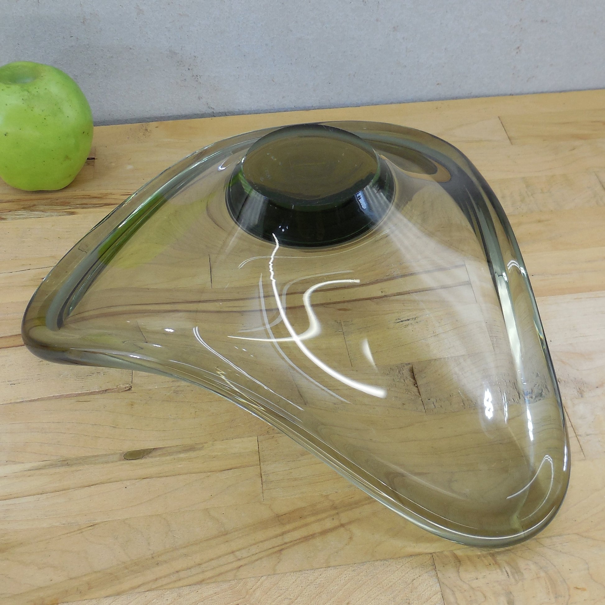 Holmegaard Denmark Per Lutken Design Fionia Bowl Smoke Gray Glass 13" Free Form
