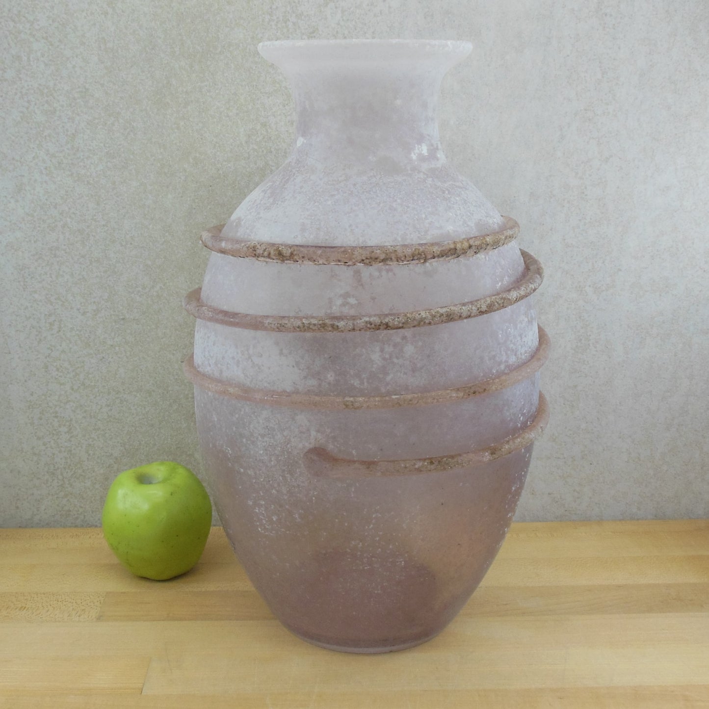 Seguso Murano Italy Art Glass Scavo Vase 15" Pink Purple White
