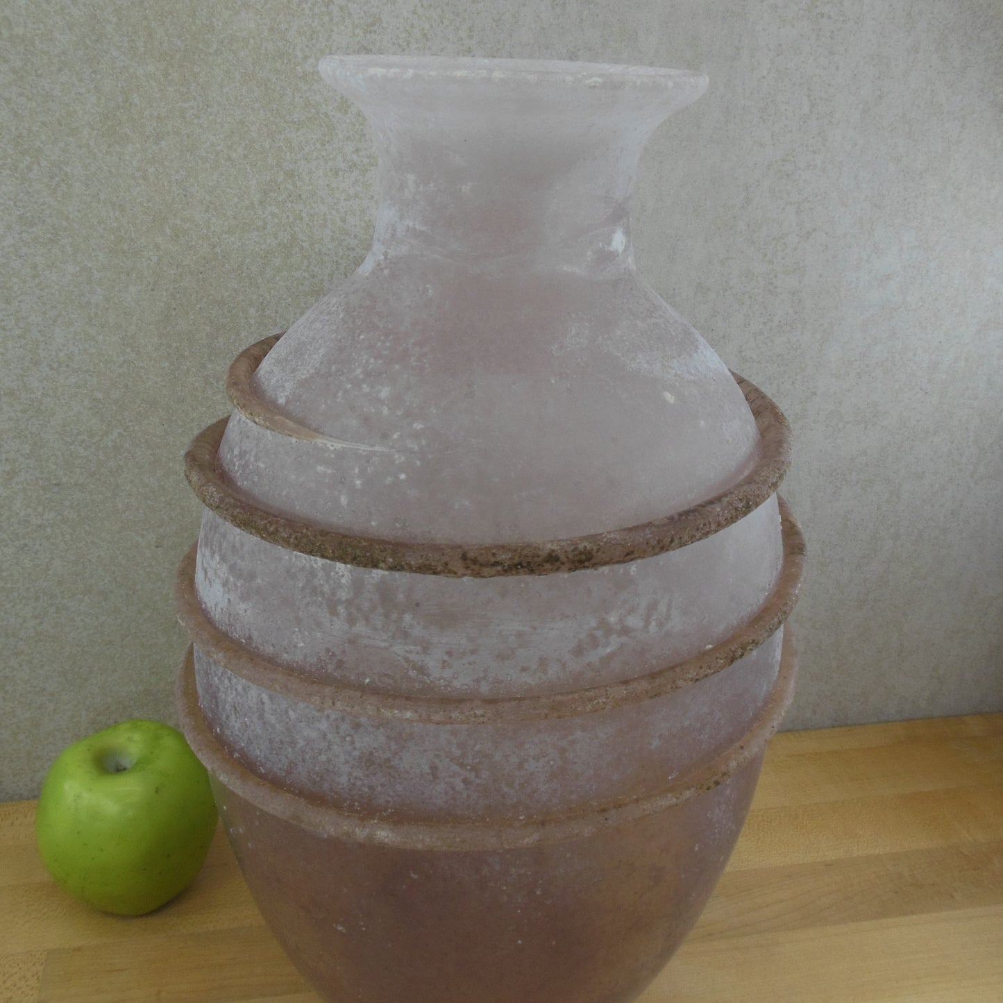 Seguso Murano Italy Art Glass Scavo Vase 15" Pink Purple White vintage