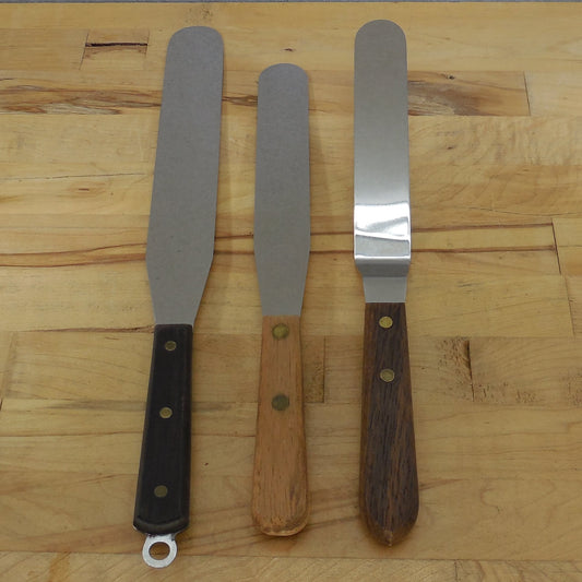 3 Lot Stainless Wood Handle Baker's Icing Spatula Knife - Dexter Wilton Himmel