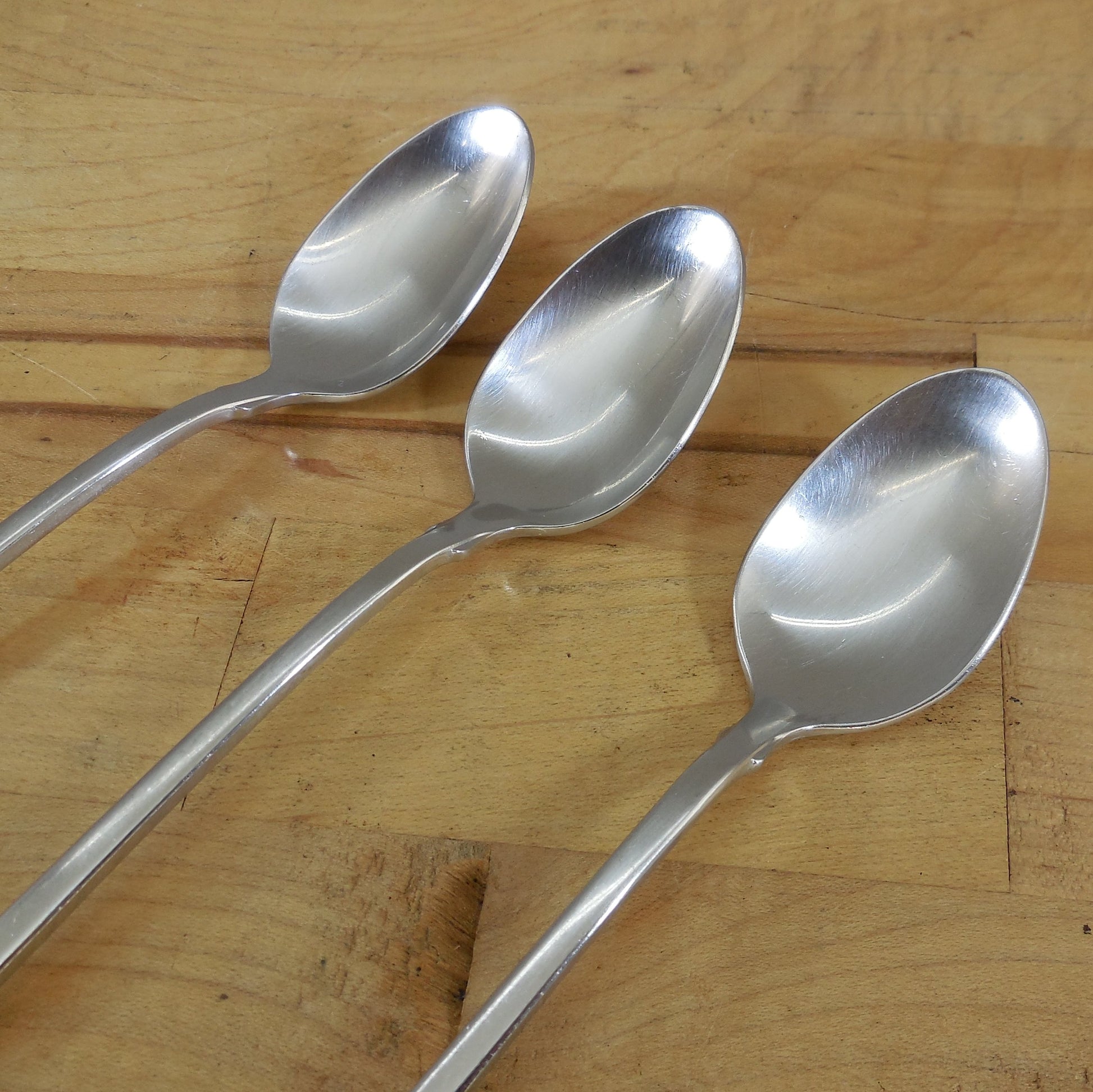 Oneida Heritage Cube American Colonial Stainless Flatware -3 Iced Tea Spoons Vintage